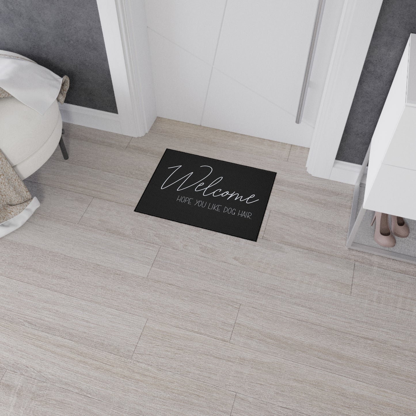 Welcome Floor Mat with Dog Hair Humor