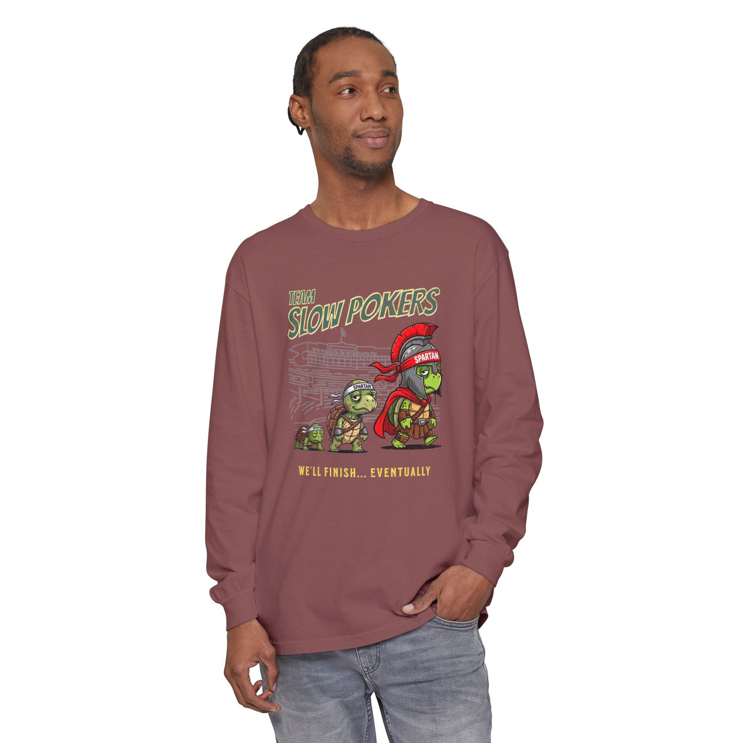 Spartan Slow Pokers Turtle Long Sleeve Tee | Front & Back Print