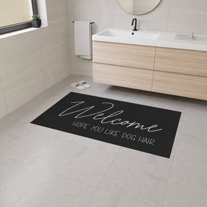 Welcome Floor Mat with Dog Hair Humor