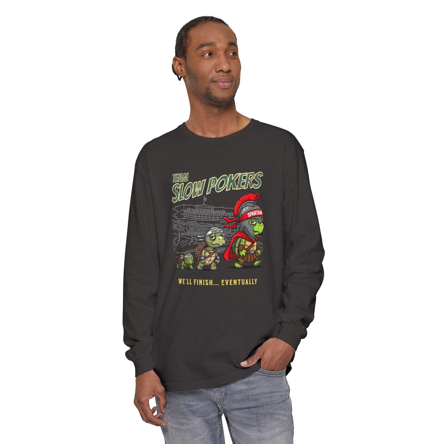 Spartan Slow Pokers Turtle Long Sleeve Tee | Front & Back Print