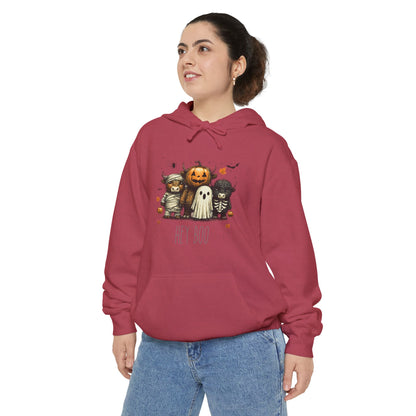Highland Cow Halloween Hoodie, Comfort Colors 1567 Unisex Garment-Dyed Sweatshirt, Cute Costume Cow, Cozy Fall Hoodie