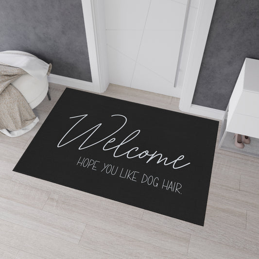 Welcome Floor Mat with Dog Hair Humor