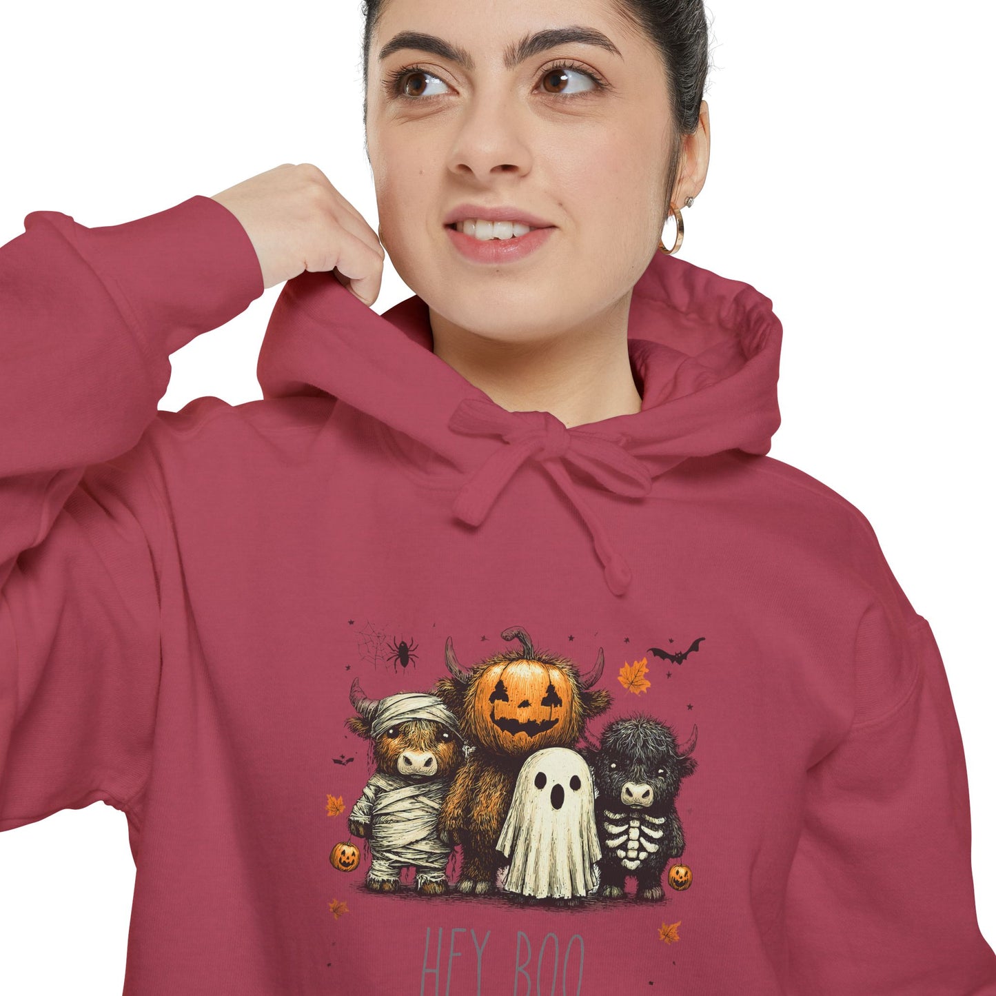 Highland Cow Halloween Hoodie, Comfort Colors 1567 Unisex Garment-Dyed Sweatshirt, Cute Costume Cow, Cozy Fall Hoodie