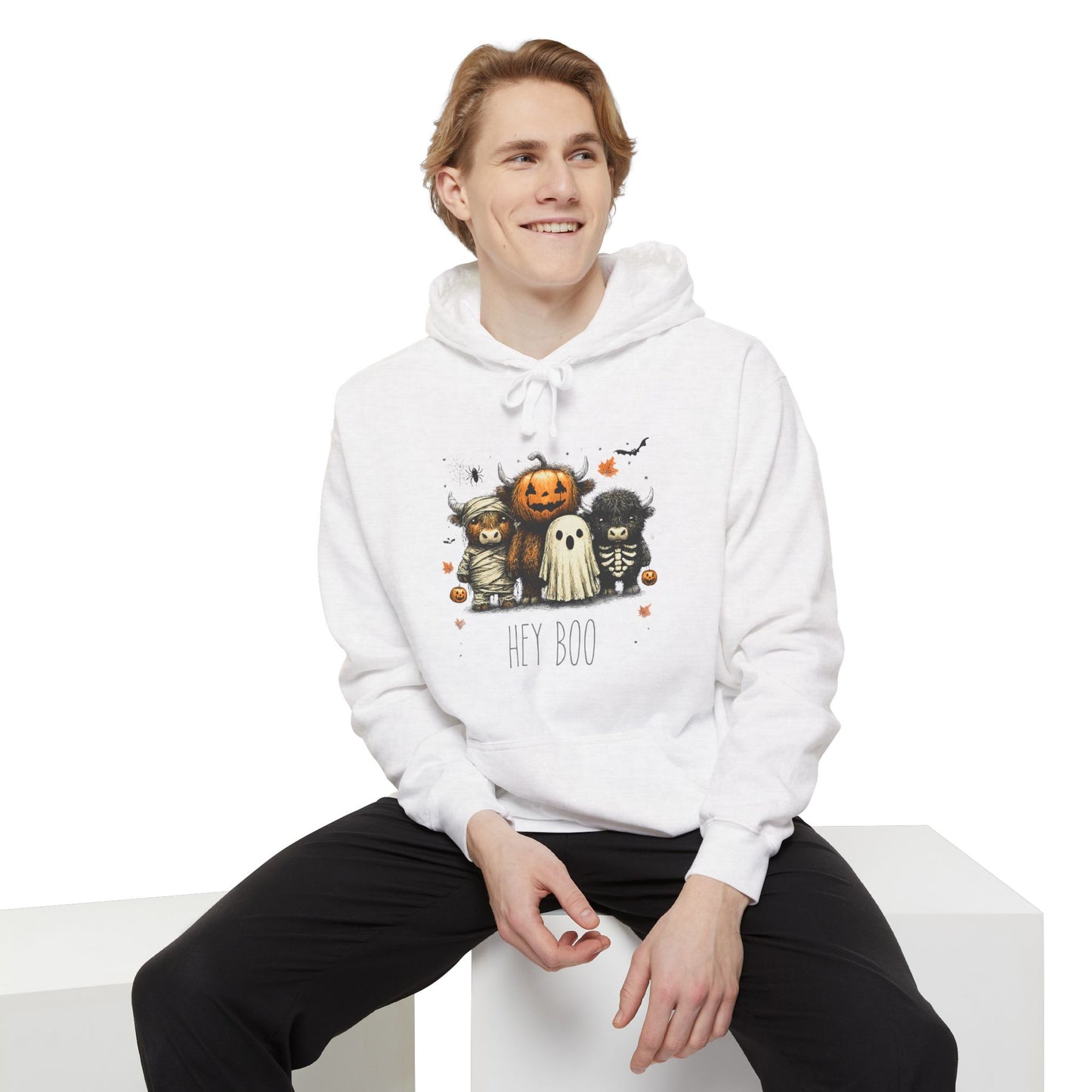 Highland Cow Halloween Hoodie, Comfort Colors 1567 Unisex Garment-Dyed Sweatshirt, Cute Costume Cow, Cozy Fall Hoodie