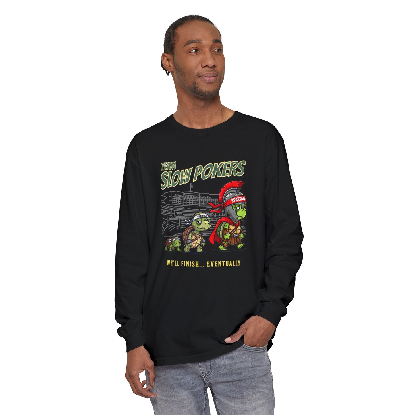 Spartan Slow Pokers Turtle Long Sleeve Tee | Front & Back Print