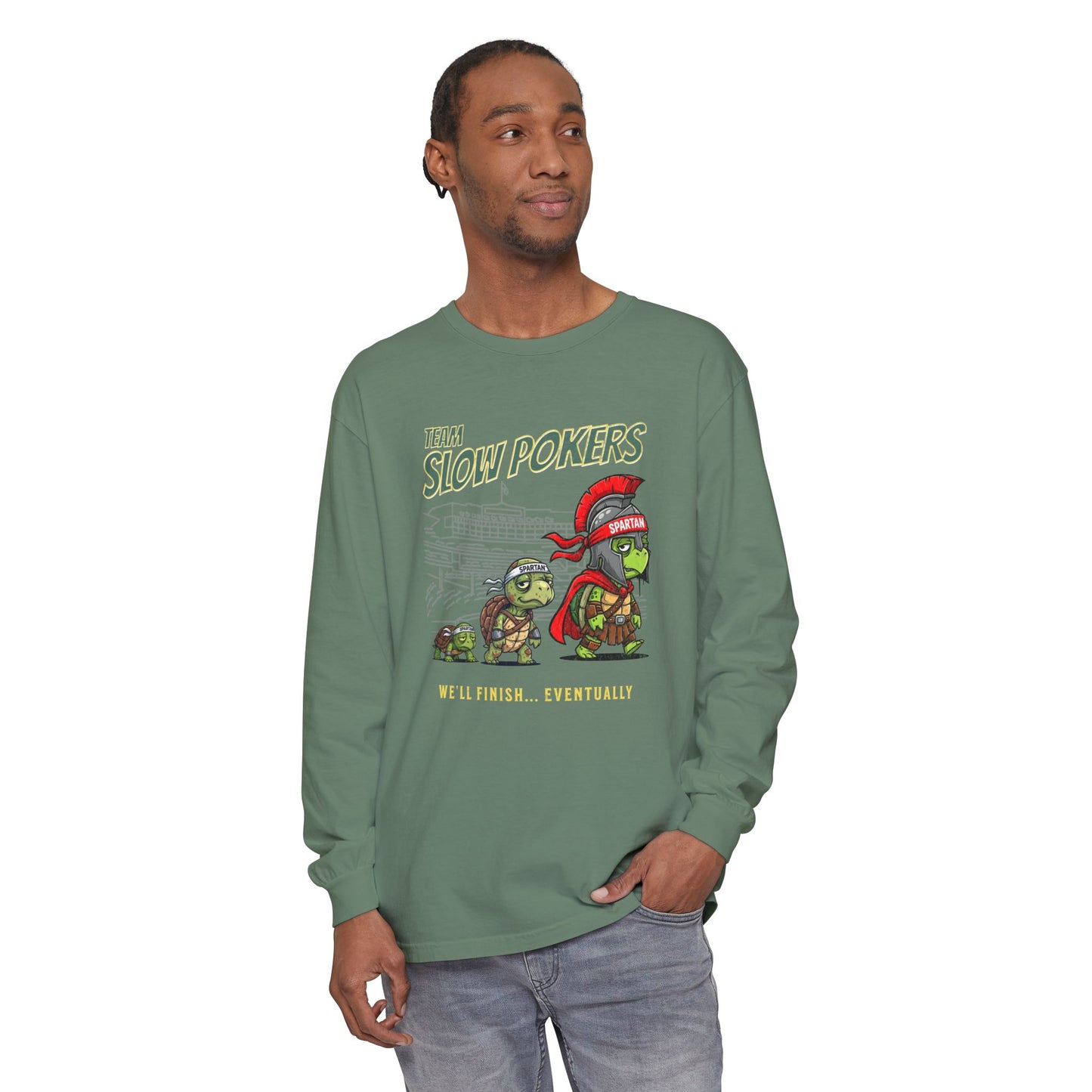 Spartan Slow Pokers Turtle Long Sleeve Tee | Front & Back Print