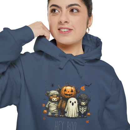 Highland Cow Halloween Hoodie, Comfort Colors 1567 Unisex Garment-Dyed Sweatshirt, Cute Costume Cow, Cozy Fall Hoodie