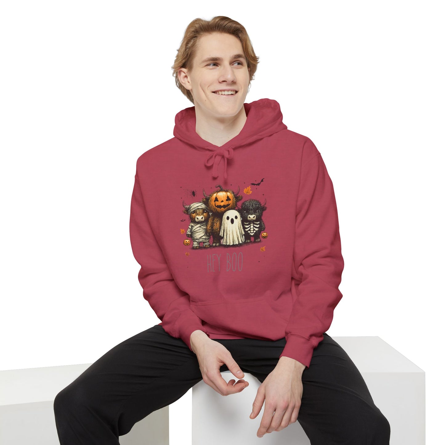 Highland Cow Halloween Hoodie, Comfort Colors 1567 Unisex Garment-Dyed Sweatshirt, Cute Costume Cow, Cozy Fall Hoodie