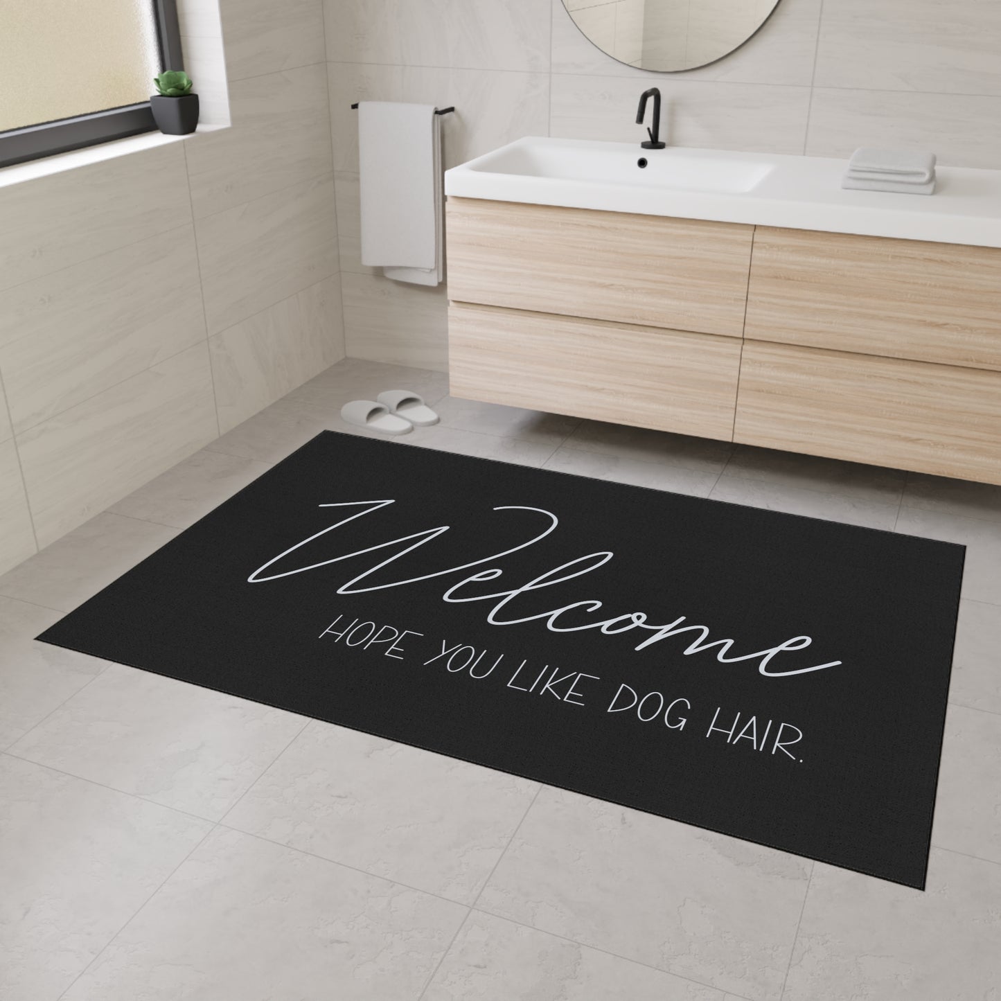 Welcome Floor Mat with Dog Hair Humor