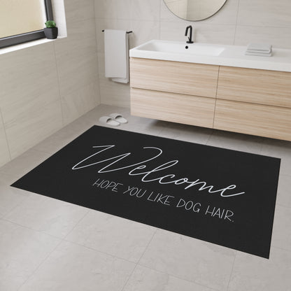 Welcome Floor Mat with Dog Hair Humor