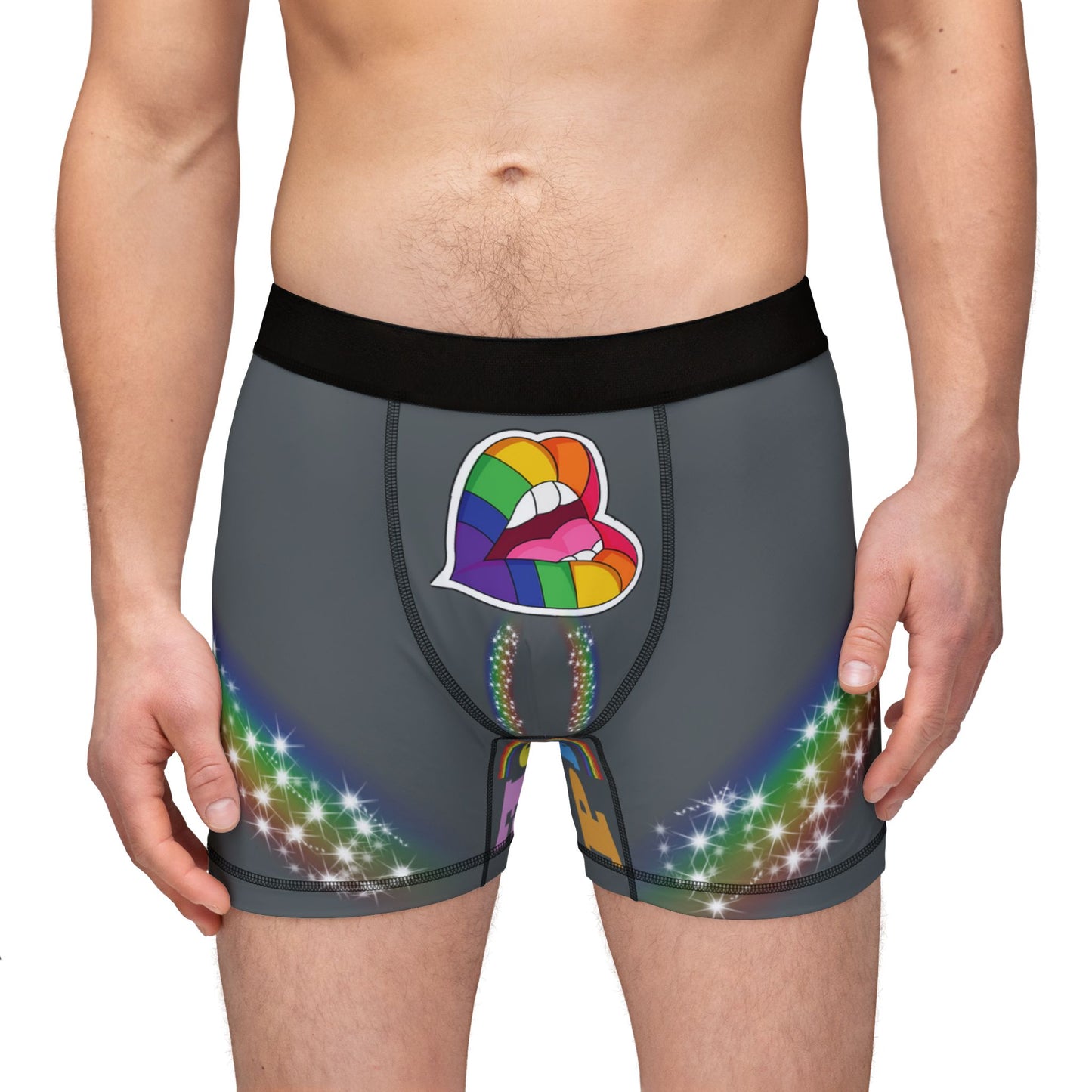 Rainbow Flamingo Men's Boxers, Fun Underwear, Pride Gift, LGBTQ+ Apparel, Colorful Sleep Shorts, Celebrate Diversity