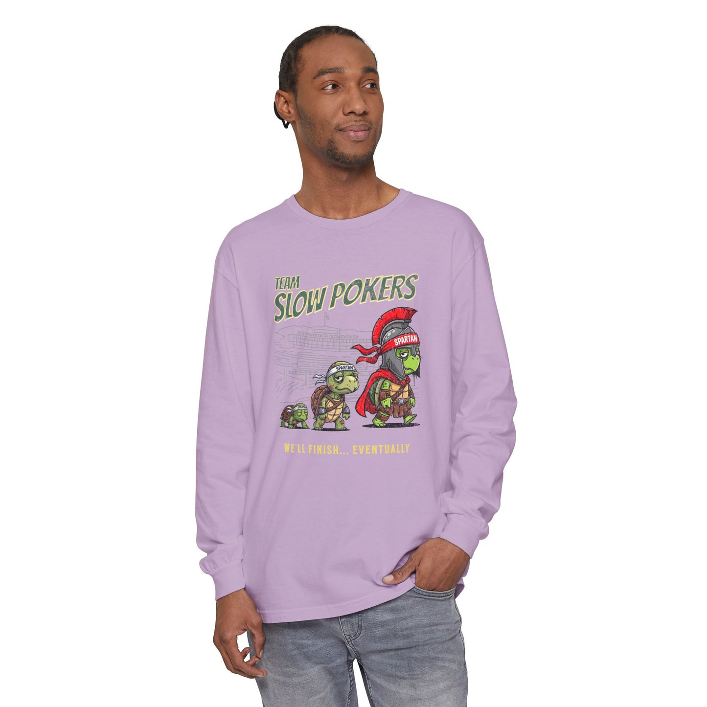 Spartan Slow Pokers Turtle Long Sleeve Tee | Front & Back Print