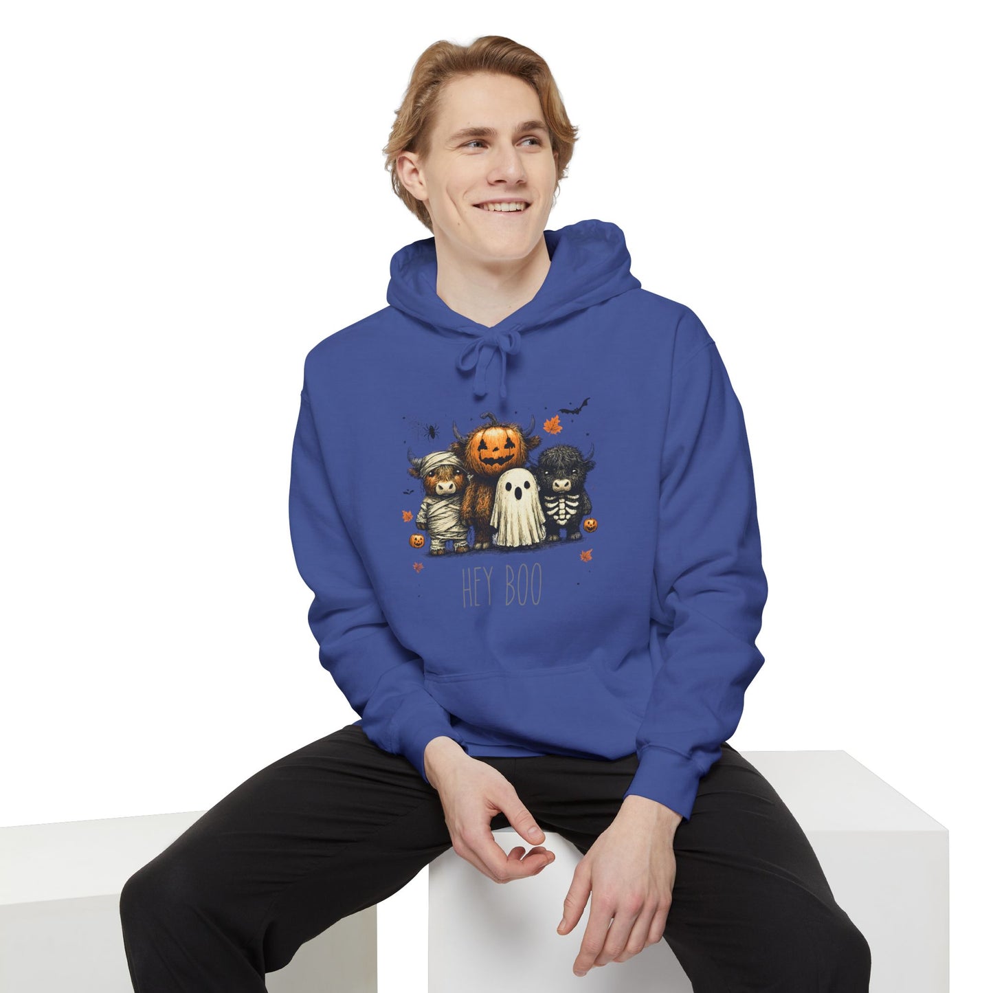 Highland Cow Halloween Hoodie, Comfort Colors 1567 Unisex Garment-Dyed Sweatshirt, Cute Costume Cow, Cozy Fall Hoodie