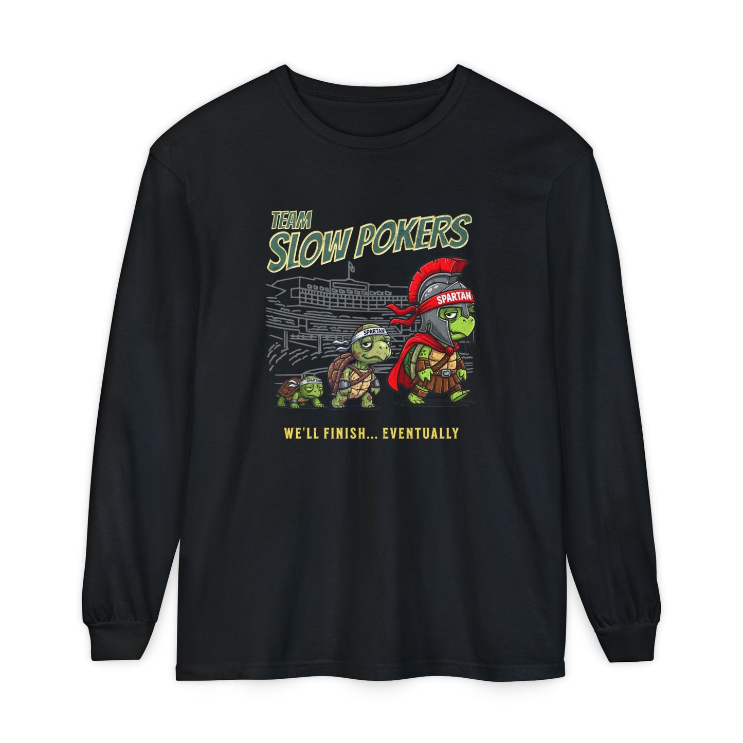Spartan Slow Pokers Turtle Long Sleeve Tee | Front & Back Print