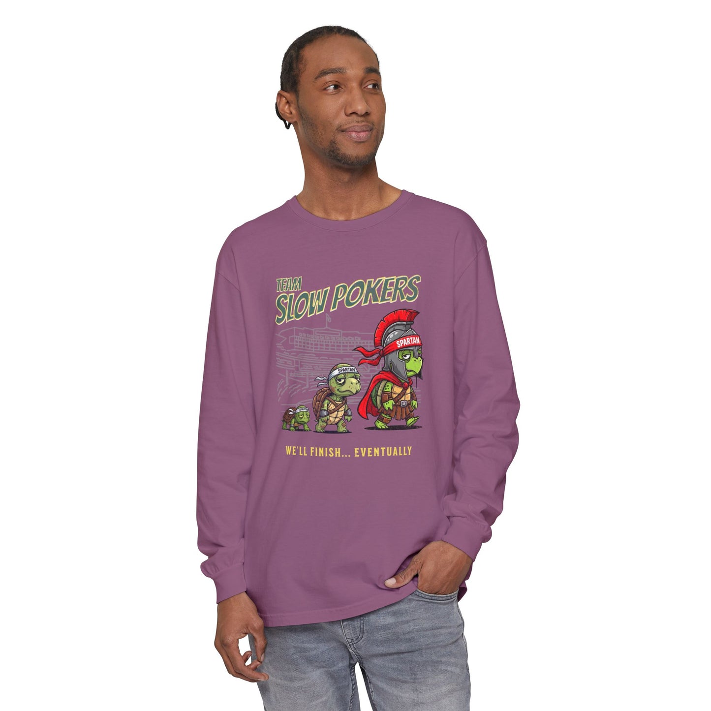 Spartan Slow Pokers Turtle Long Sleeve Tee | Front & Back Print