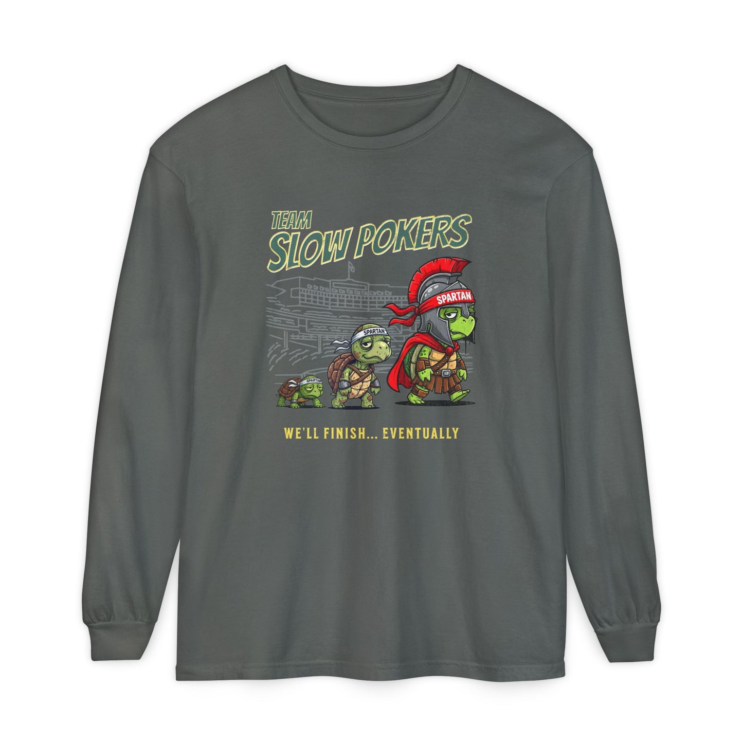 Spartan Slow Pokers Turtle Long Sleeve Tee | Front & Back Print