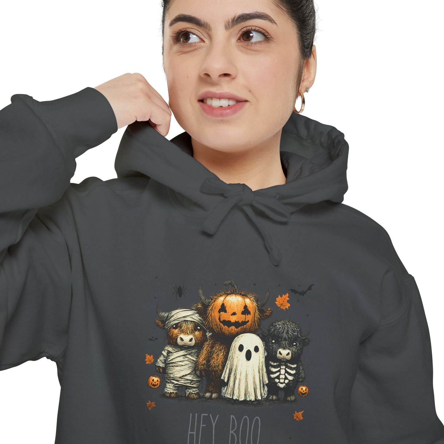 Highland Cow Halloween Hoodie, Comfort Colors 1567 Unisex Garment-Dyed Sweatshirt, Cute Costume Cow, Cozy Fall Hoodie