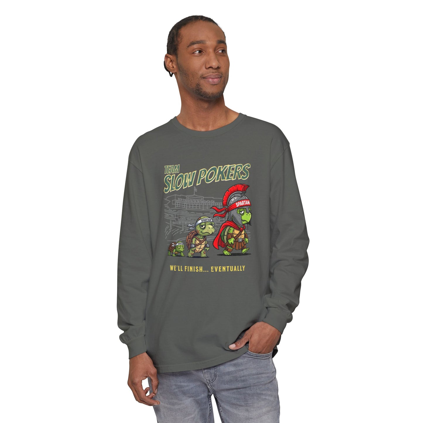 Spartan Slow Pokers Turtle Long Sleeve Tee | Front & Back Print