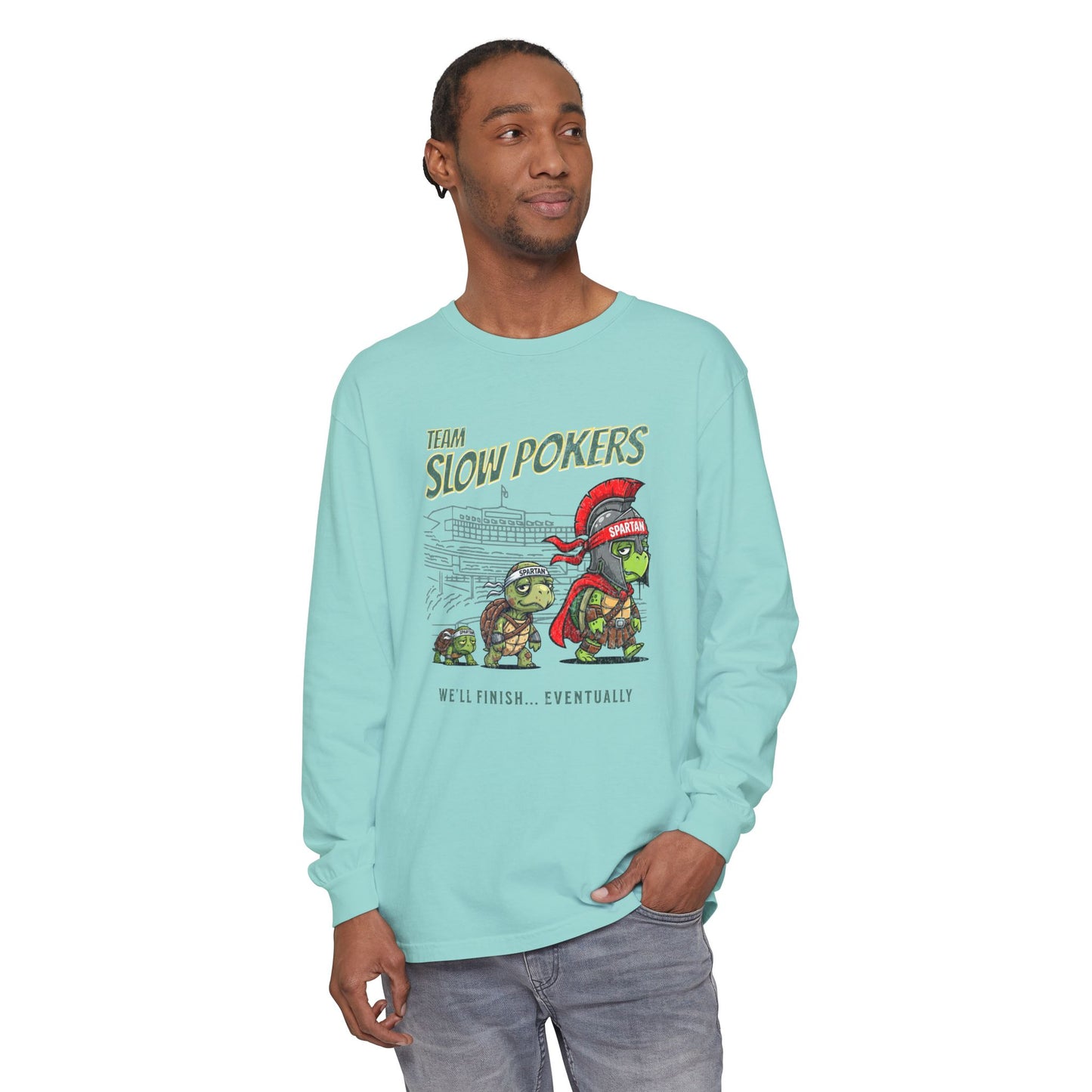 Spartan Slow Pokers Turtle Long Sleeve Tee | Front & Back Print