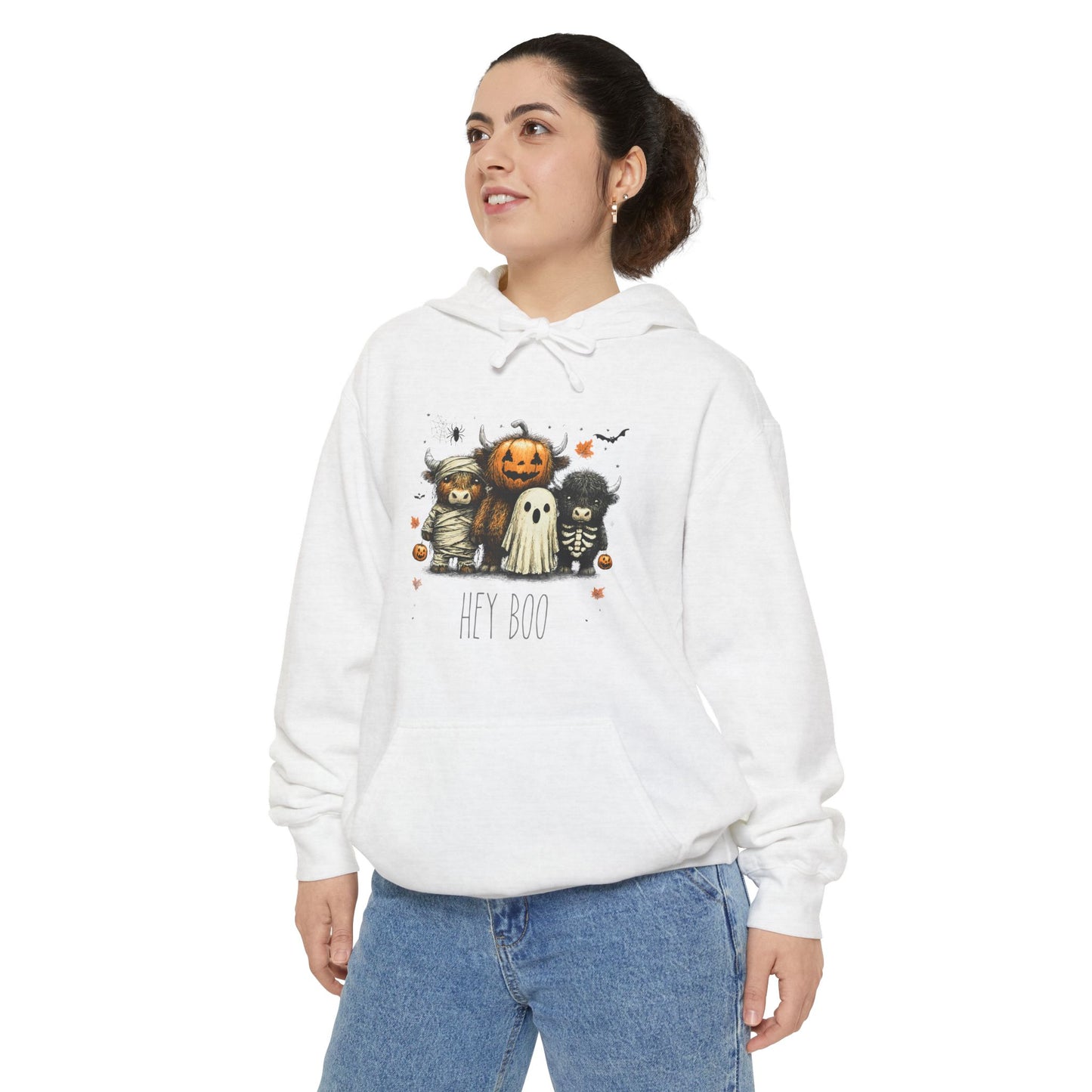 Highland Cow Halloween Hoodie, Comfort Colors 1567 Unisex Garment-Dyed Sweatshirt, Cute Costume Cow, Cozy Fall Hoodie