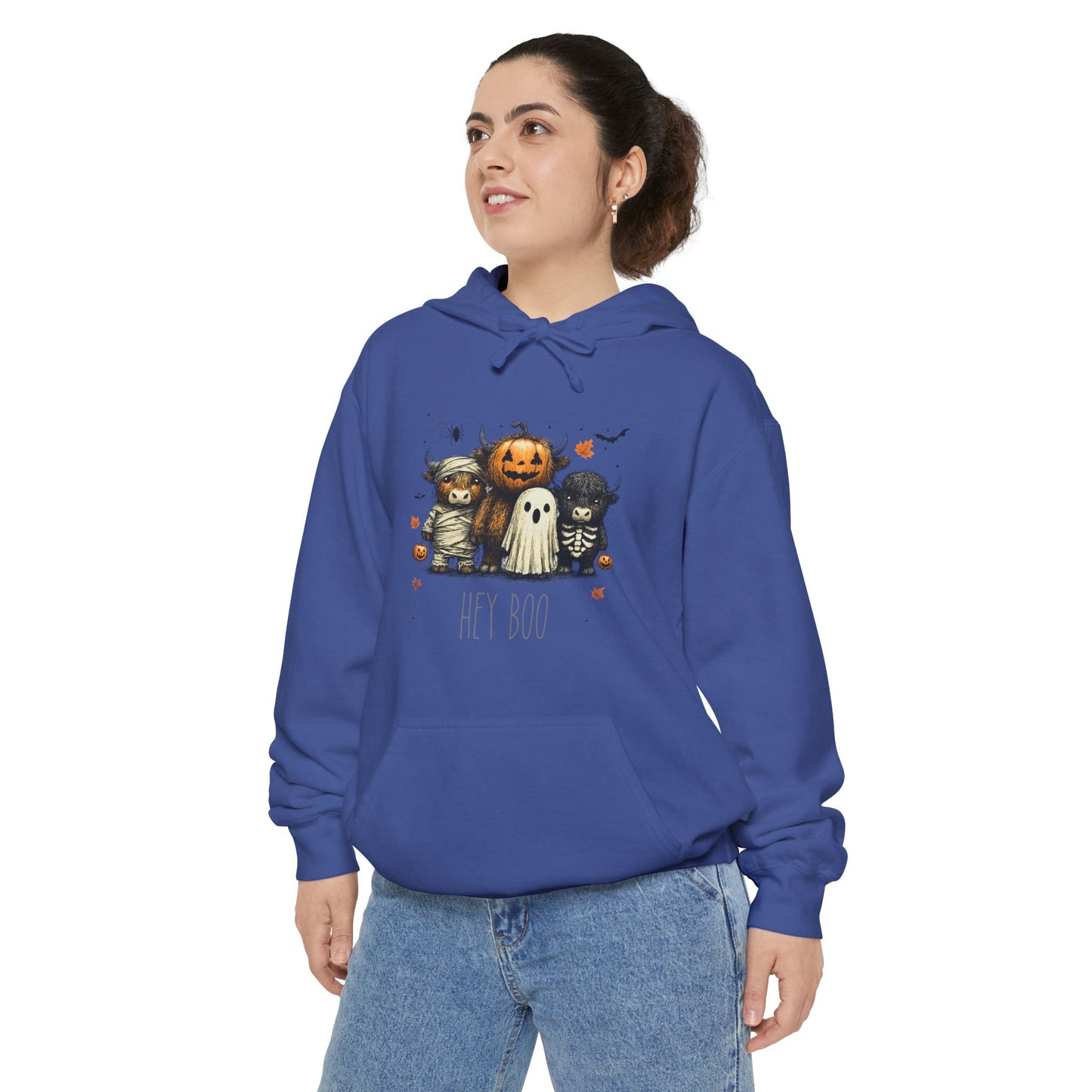 Highland Cow Halloween Hoodie, Comfort Colors 1567 Unisex Garment-Dyed Sweatshirt, Cute Costume Cow, Cozy Fall Hoodie