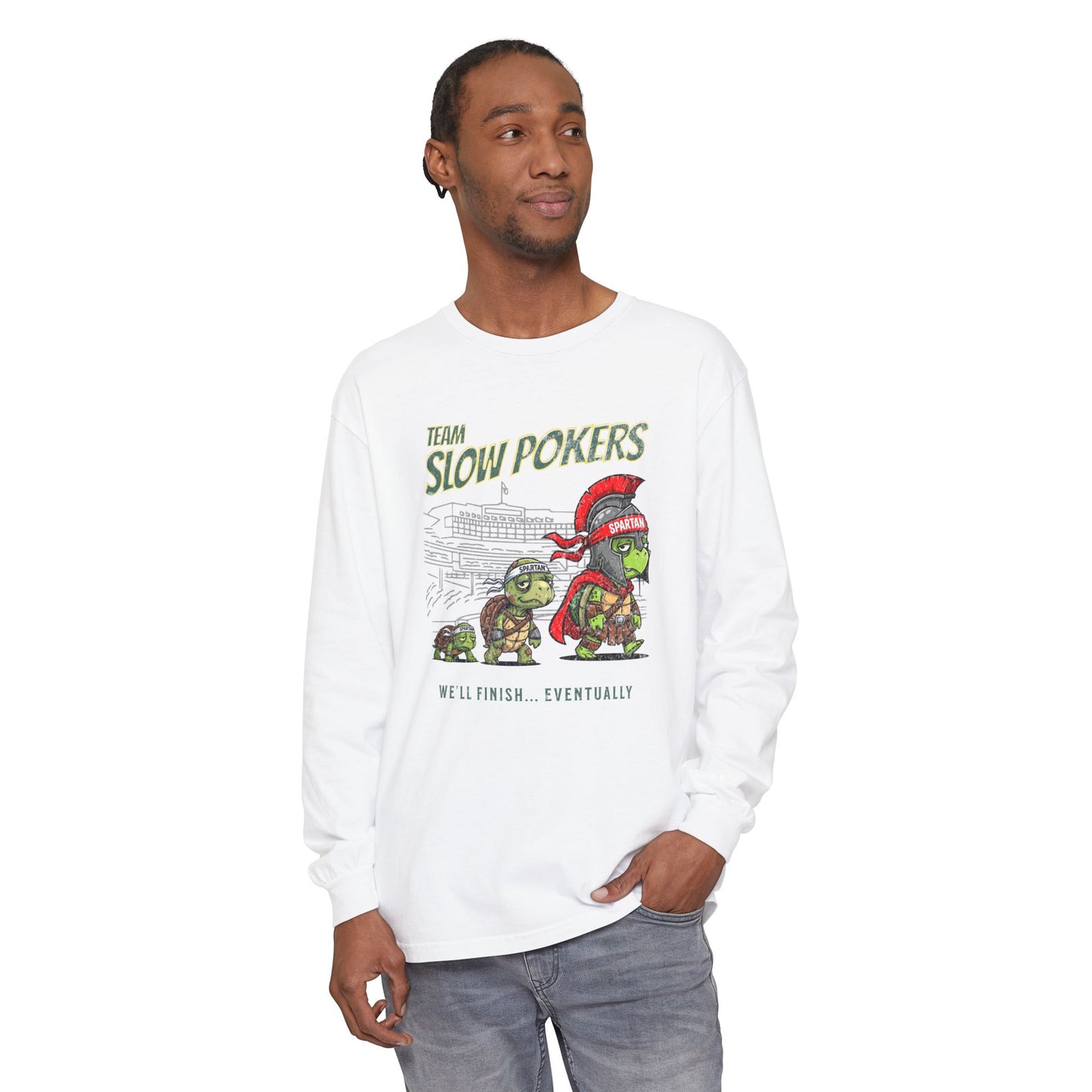 Spartan Slow Pokers Turtle Long Sleeve Tee | Front & Back Print