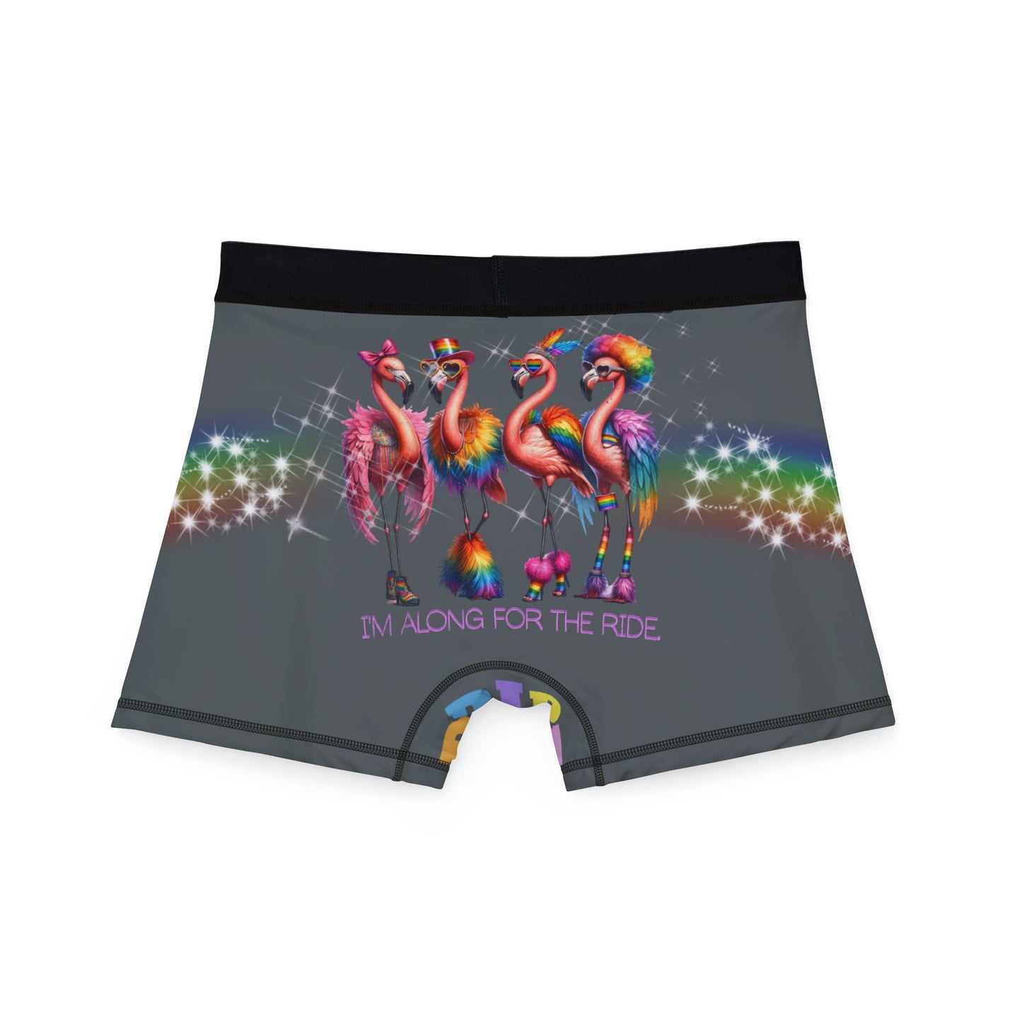 Rainbow Flamingo Men's Boxers, Fun Underwear, Pride Gift, LGBTQ+ Apparel, Colorful Sleep Shorts, Celebrate Diversity
