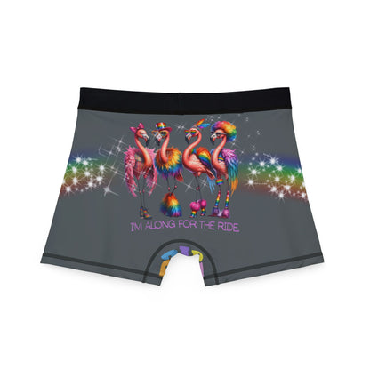 Rainbow Flamingo Men's Boxers, Fun Underwear, Pride Gift, LGBTQ+ Apparel, Colorful Sleep Shorts, Celebrate Diversity